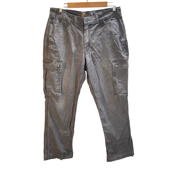 Carhartt Mens Cargo Work Pants‎ Utility Gray Casual Construction Size 34 Y2k - Picture 1 of 10